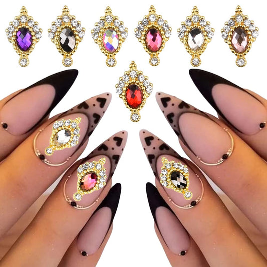 30pcs New Gold Nail Charms Color Gemstone 3D Nail Decor Crystal Luxury Rhinestone Jewels Wholesale Bulk for Acrylic Nails Design Assorted