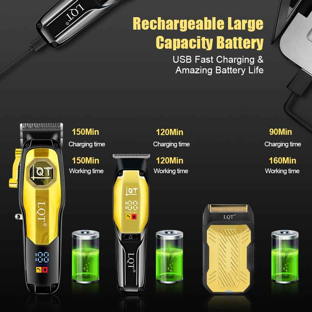 LQT Professional Hair Clippers for Man,Hair Clippers Electric Shavers Razor T-Blade Hair Trimmer, 3 in 1 Cordless Barber Trimmer Bald Shavers LED Display Gifts (3PCS)