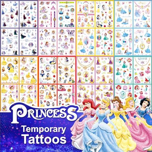Princess Temporary Tattoos for Kids, 40 Sheets Waterproof