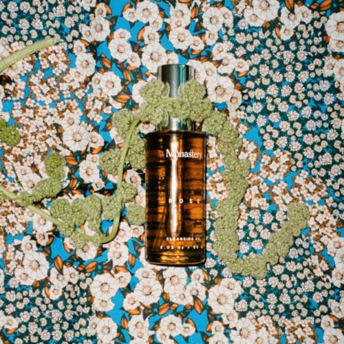 Monastery Rose Facial Cleansing Oil - 100 Petals of Rose Bourbonia from Reunion Island - Makeup Melting Cleansing Oil for Nourished, Balanced Skin - 1.70fl oz (50ml)