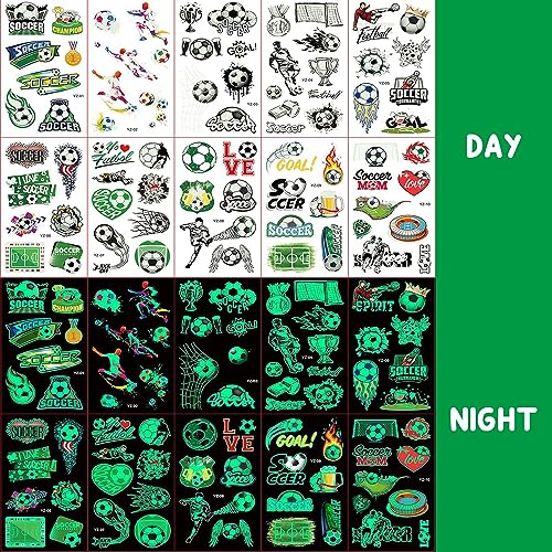 Glow In The Dark Soccer Temporary Tattoos for Kids