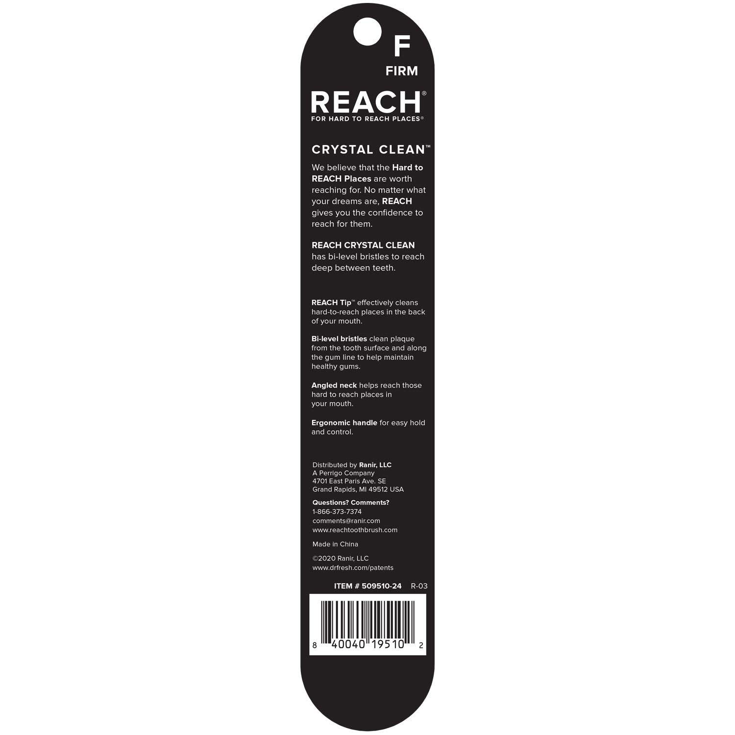 Reach Crystal Clean Toothbrush, Firm Bristles, 1 Count, Pack of 6