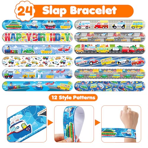 Transportation Party Favors Bundle - 72 Pc Set with Tattoos & Slap Bracelets