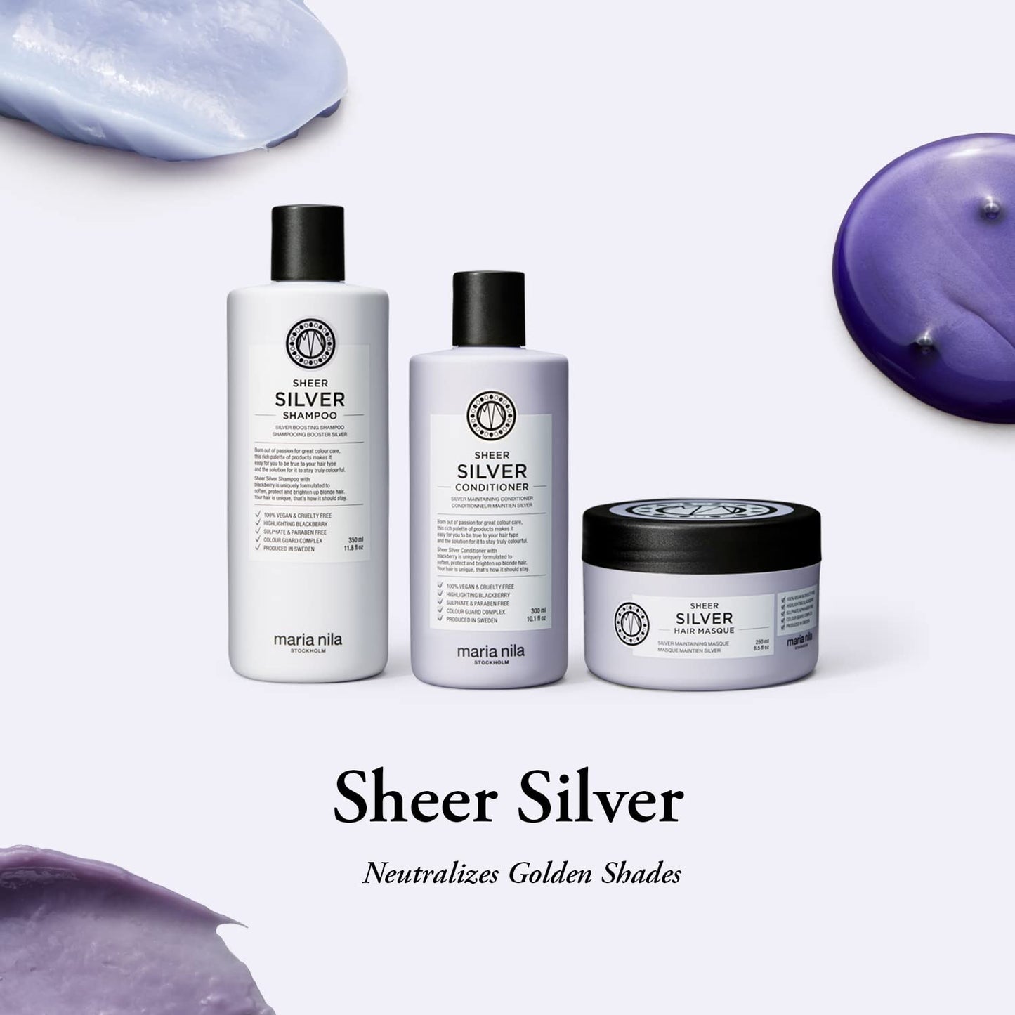 Maria Nila Sheer Silver, Conditioner 10.1 Fl Oz, Neutralizes Golden Shades, Violet Pigments Gives Cool Tone, 100% Vegan & Sulfate/Paraben free