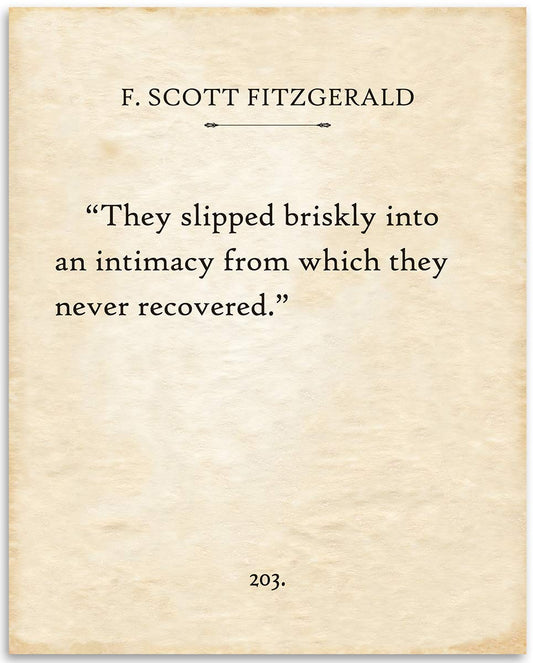 F. Scott Fitzgerald - They Slipped Briskly - 11x14 Unframed Typography Book Page Print - Great Gift for Romantics, Book Lovers and English Teachers Under $15?