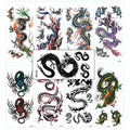 Assorted 9 Sheets Temporary Dragon Tattoos Punk Waterproof Stickers for Women Men Party Favors