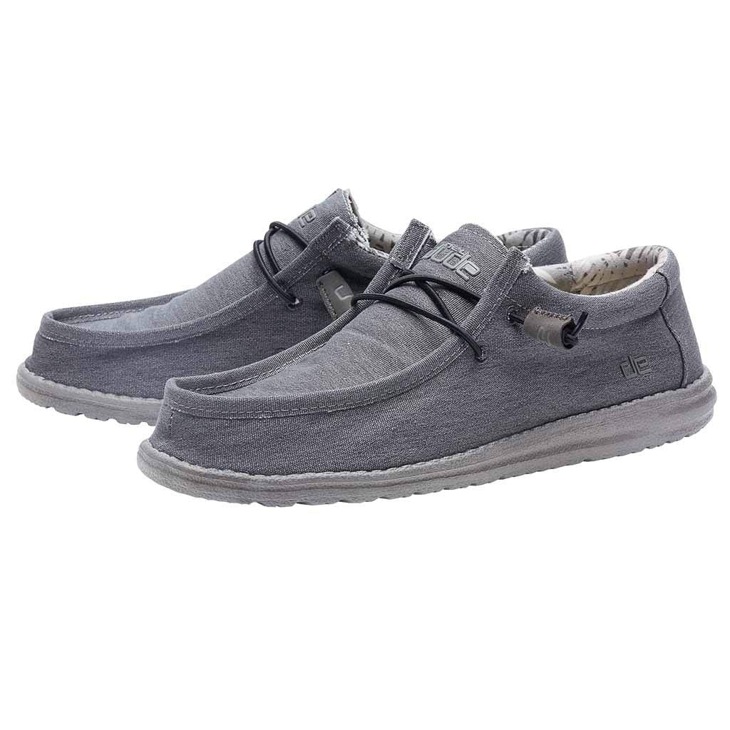 Hey Dude Men's Wally Stretch Carbon Size 9 | Men’s Shoes | Men's Lace Up Loafers | Comfortable & Light-Weight