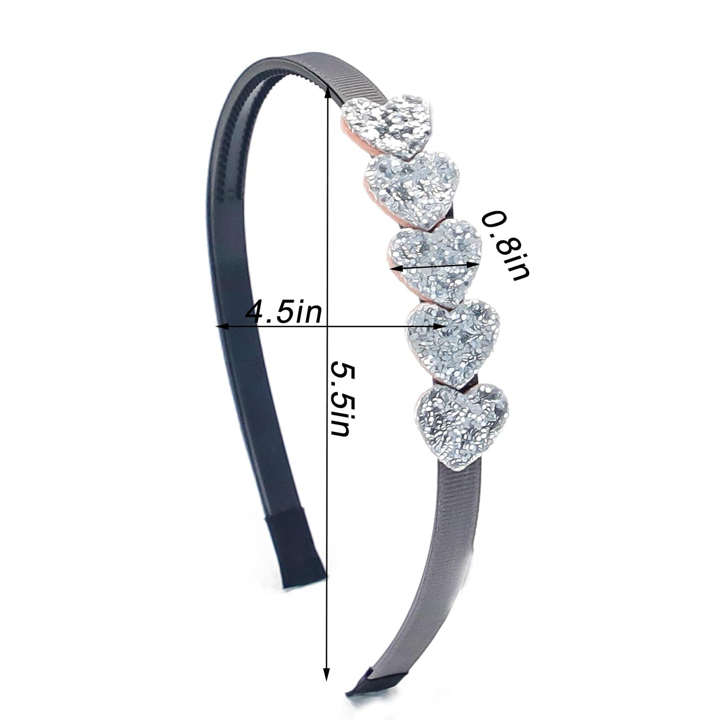 Totelux Heart Headband Silver Sequins Hair Bands Glitter Hair Accessories for Women Girls Birthday Wedding Valentines Party Headdress Decoration Supplies Gift (Silver)