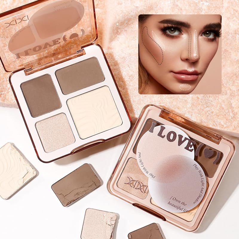 Highlight & Contour Palette - Matte & Shimmer Face Sculpting Powder