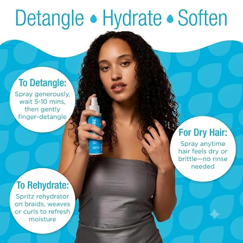Curly Hair Detangler Spray - Leave-In Conditioner for All Hair Types