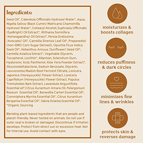 Solluna by Kimberly Snyder Anti-Aging Eye Cream ? Plant Based Under Eye Treatment with Hyaluronic Acid, Ashwagandha, Calendula & Eyebright Botanicals (0.5oz) Non-Toxic, Cruelty-Free, Vegan & Non-GMO