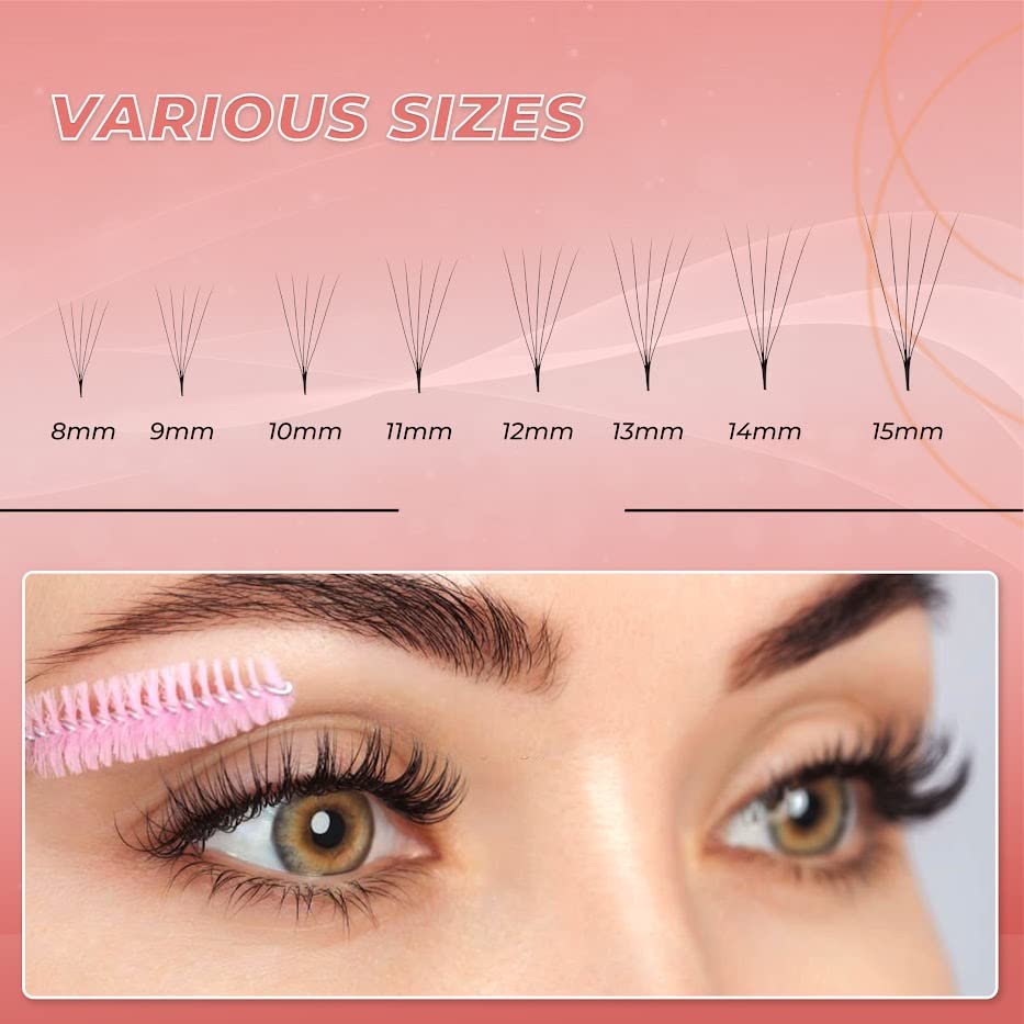 JINKGOLASH 500 Eyelash Extension Promade 4D to 16D Not Premade, Ultra Lash Fans 0.03/0.05/0.07mm Thickness, C D Curl Lashes, 8 - 16mm Length for Easy Volume Individual Eyelash Extensions Clusters DIY(12D-0.03-C (15mm))