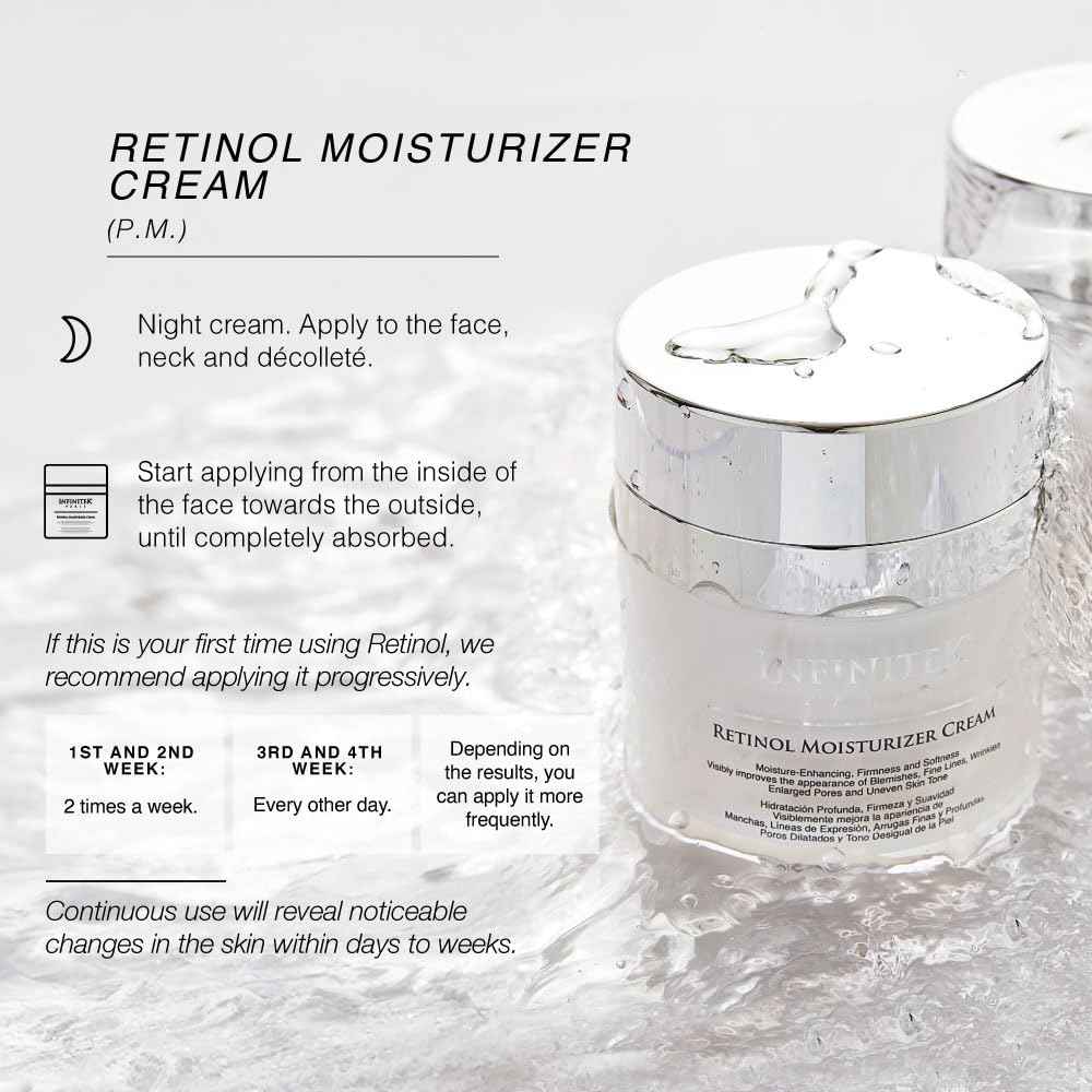 Infinitek Paris Retinol Face Moisturizer Night Cream - Premium Skin Care with Collagen & Vitamin E. Advanced Anti-Aging and Antioxidant Face Cream. Vitamin Enriched Moisturizer for Radiant Skin