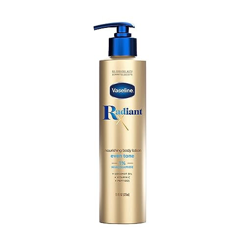 Vaseline Radiant X Even Tone Nourishing Body Lotion With 1% Niacinamide, Coconut Oil, Vitamin C, & Peptides 11 oz