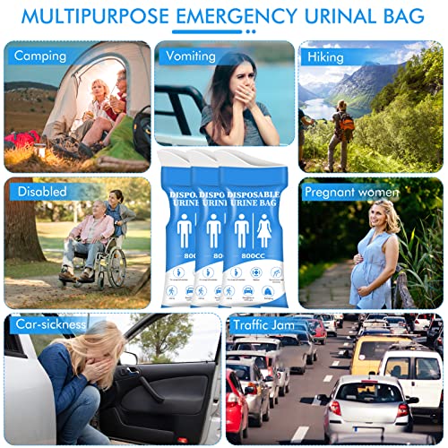 DIBBATU Disposable Urine Bag,12 PCS 800ML for Travel, Emergency Portable Pee Bag and Vomit Bags, Unisex Urinal Bag as Toilet Bag Suitable for Camping, Traffic Jams, Pregnant, Patient, Kids