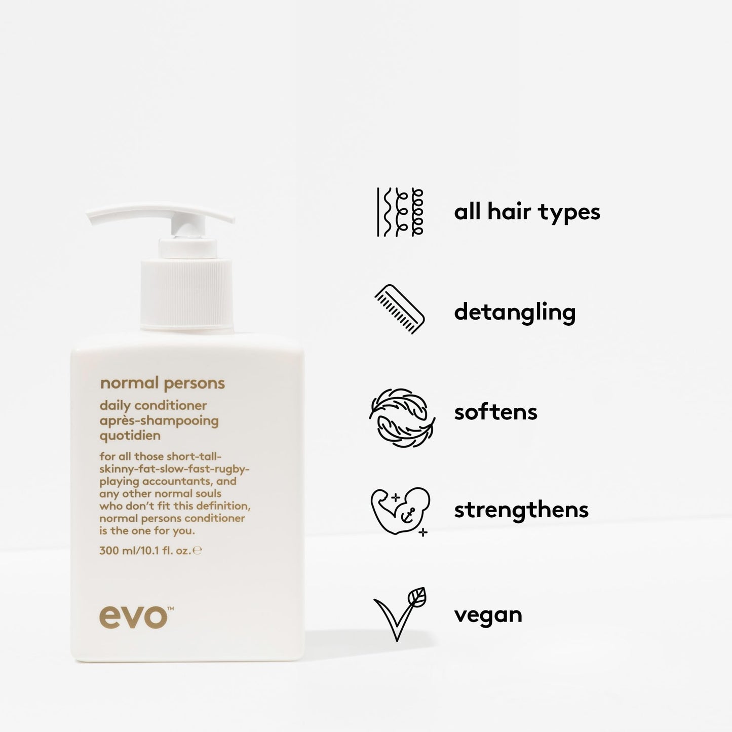 EVO Normal Persons Daily Care Conditioner - Deeply Cleanses, Removes Product Build-Up & Strengthens All Hair Types - 300ml / 10.1fl.oz