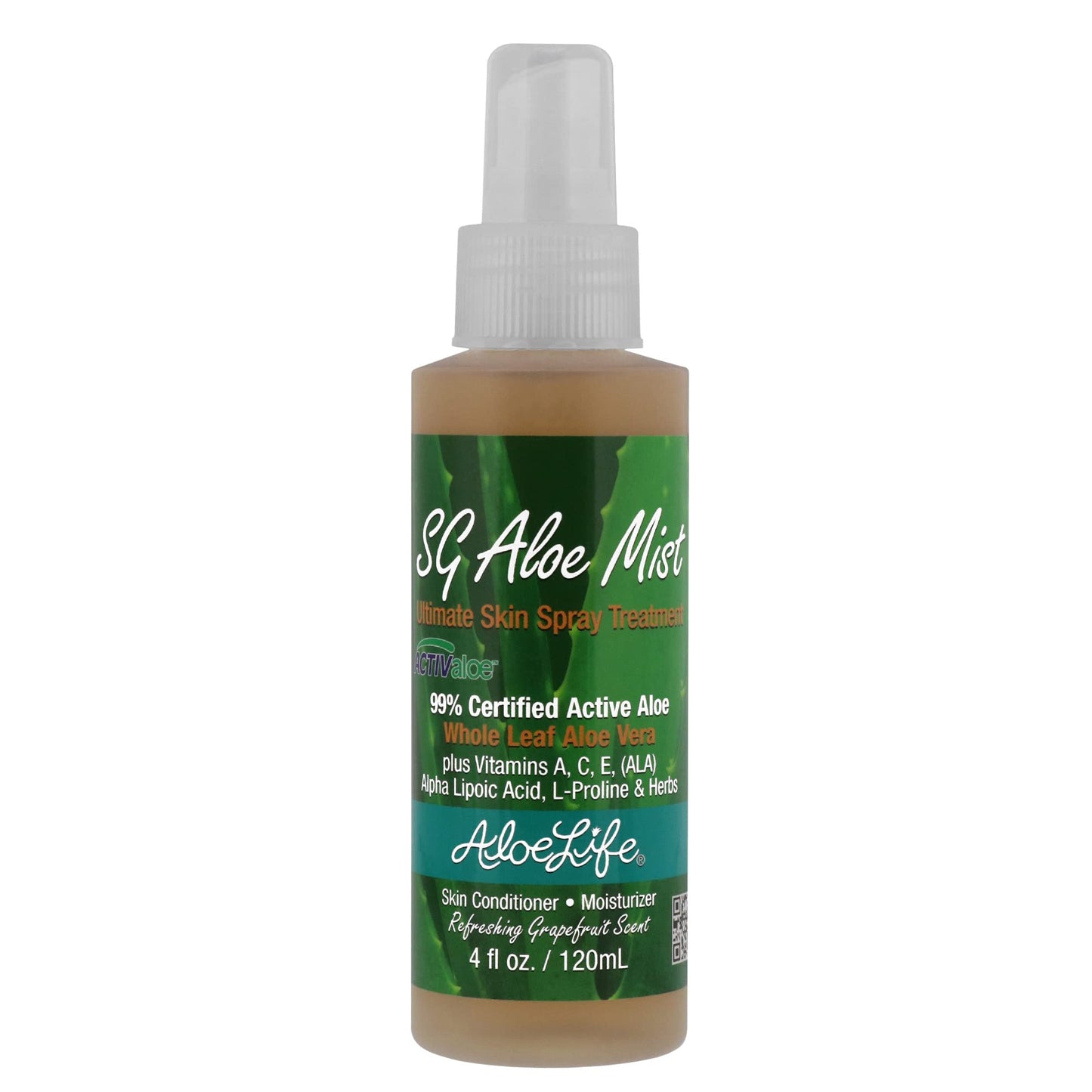 Aloe Life SG Aloe Mist Gel - Topical Skin Conditioner, Whole Leaf Aloe Vera Juice Concentrate, Contains Special Skin Actives, Vitamin A, C, & E, Helps Hydrate & Condition Your Skin-Hair (Single, 4 oz)