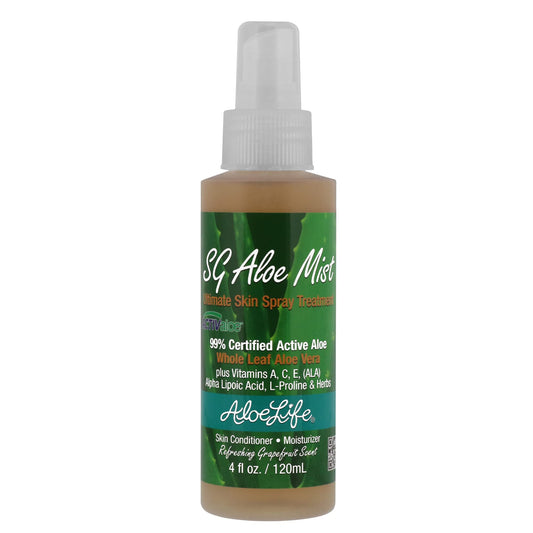 Aloe Life SG Aloe Mist Gel - Topical Skin Conditioner, Whole Leaf Aloe Vera Juice Concentrate, Contains Special Skin Actives, Vitamin A, C, & E, Helps Hydrate & Condition Your Skin-Hair (Single, 4 oz)