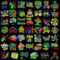 HOWAF 96pcs Glow in The Dark 4th of July Temporary Tattoos for Independence Day USA Patriotic Party Decorations, American Themed Luminous Face Tattoos for July 4th Party Favors Goodie Bag Fillers