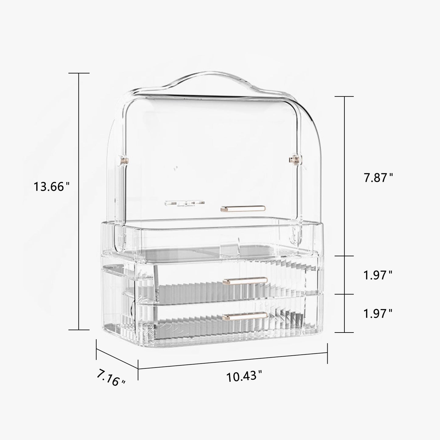 Makeup Storage Organizer Skincare Organizer Jewelry Storage Cosmetics Storage and Display Case Makeup Holders for Countertop Bathroom Organizer with Lid ＆ Drawers Clear