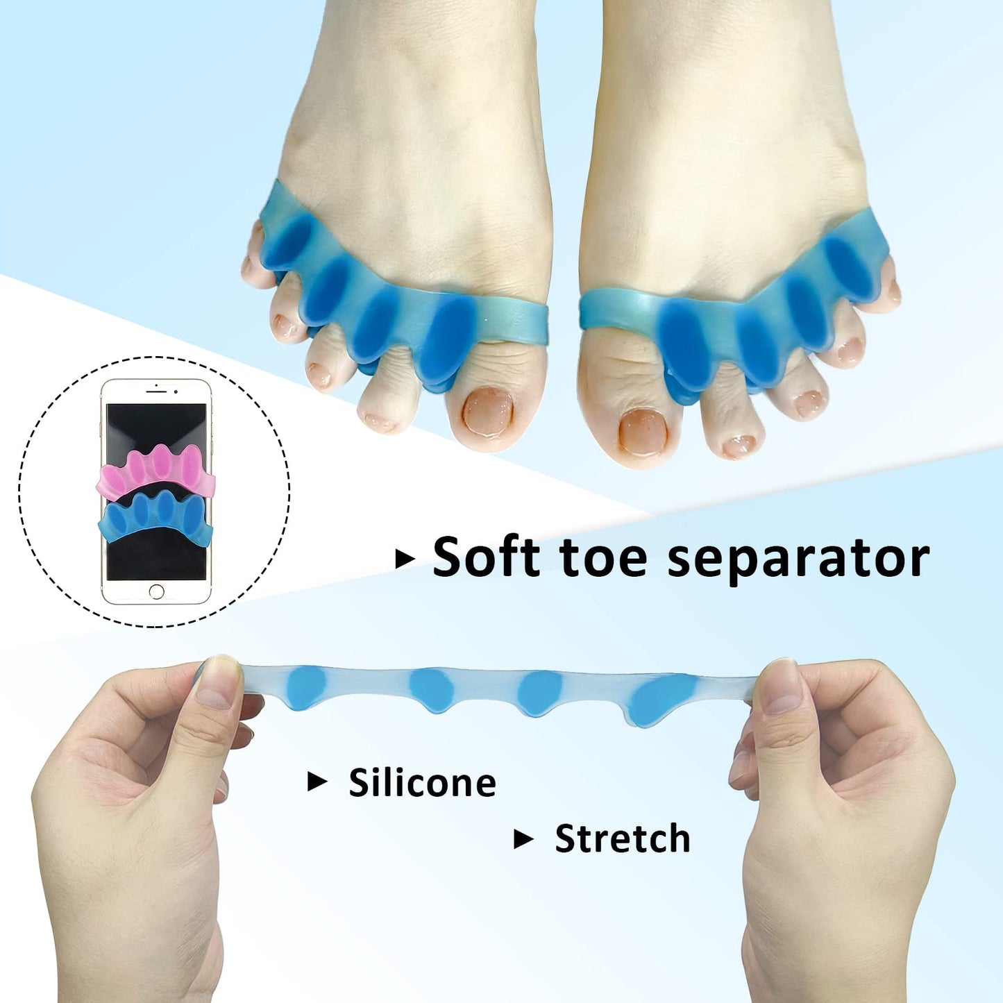 SUNFATT Toe Spacers for Women,Toe Separators for Women,Relieves OverlappingToes,Bunions Corrector and Hammer Toe Pain,Gel Toe Spreader Separates Toes and Relaxes Toes.