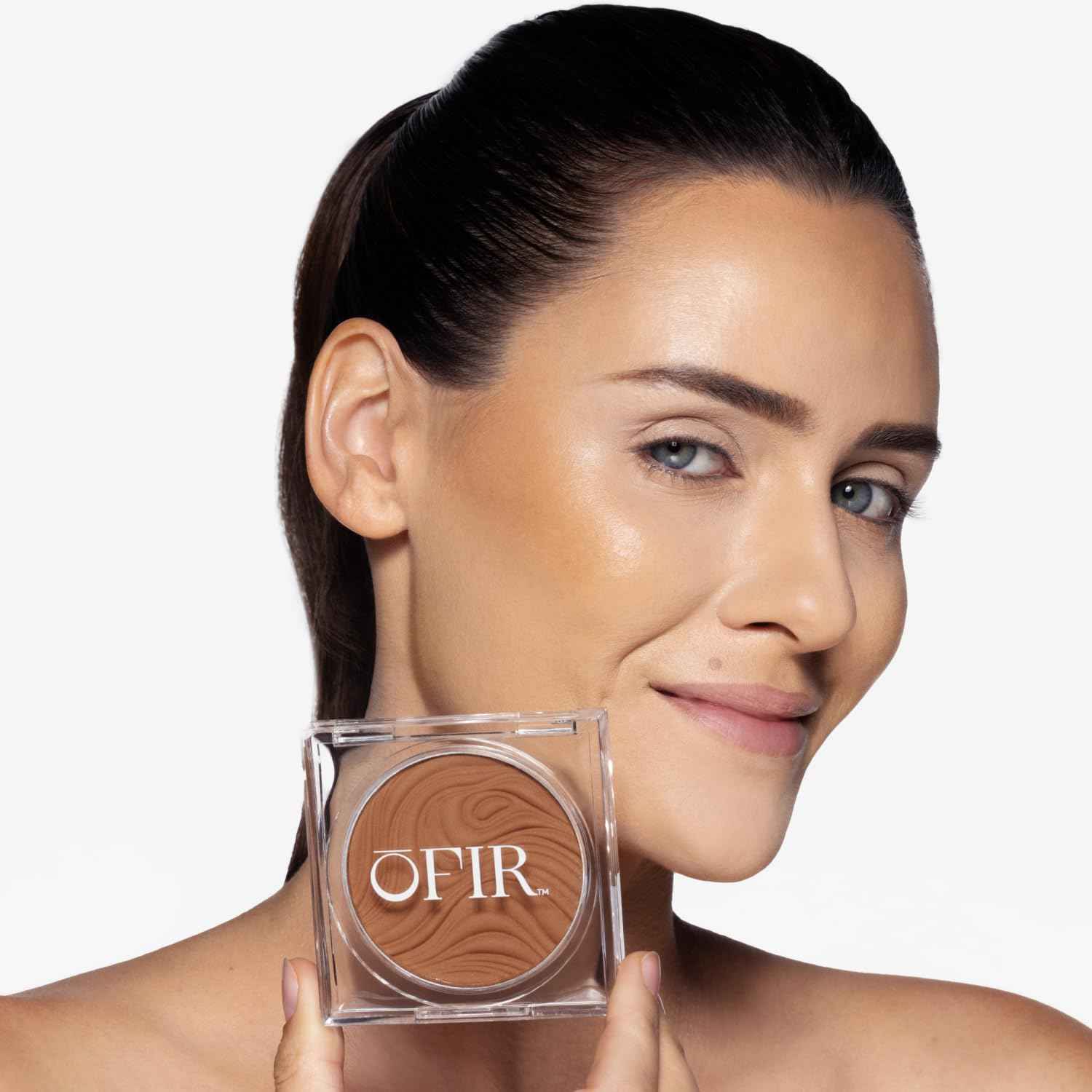 OFIR Geo Sculpt Blendable Cream Bronzer | Buildable Radiant Finish with Vitamin E | Vegan & Cruelty Free Makeup Bronzer | Sun Kissed Glow Compact For Sculpting Cheekbones |Bluff - Light Brown, 0.24 oz