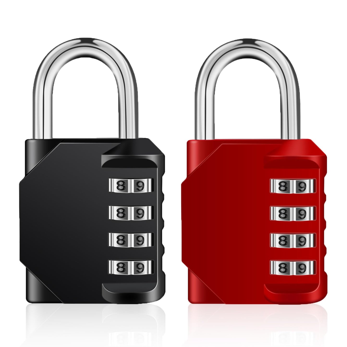 ZHEGE Combination Lock 2 Pack, 4 Digit Combination Padlock Outdoor, School Lock, Gym Lock Red and Black Lock