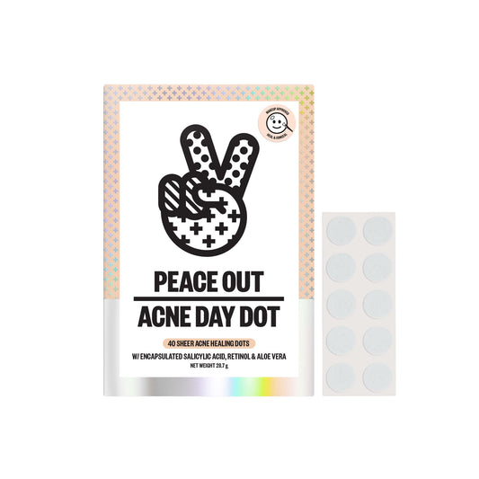 PEACE OUT Skincare Acne Day Dot Jumbo, 6-hour Fast Acting Sheer Hydrocolloid Pimple Patches with Salicylic Acid, Ultra-Thin, Virtually Invisible, Quickly Clear Breakouts, Blemishes and Zits, 40 dots