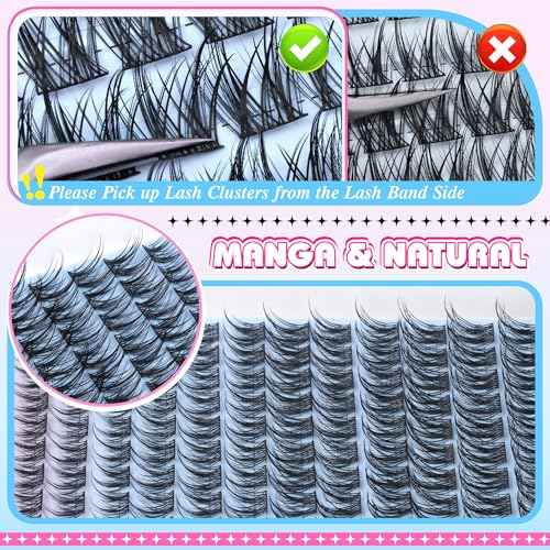 Wispy Lash Clusters Natural Lashes Clusters C Curl Eyelash Clusters Pesta?as Postizas Naturales Anime Cluster Eyelash Extensions 10-16mm DIY False Eyelashes 144Pcs Individual Lashes