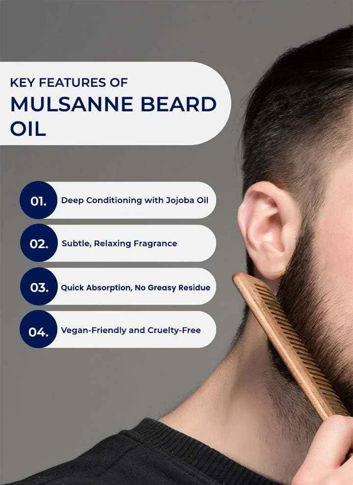 Graham Hill Mulsanne Relaxing Beard Oil for Men - 30ml | Nourishing Beard Growth Oil with Cold-Pressed Jojoba, Prickly Pear, and Mint - Vegan, Beard Oil for Glossy Smooth Beard and Mustache