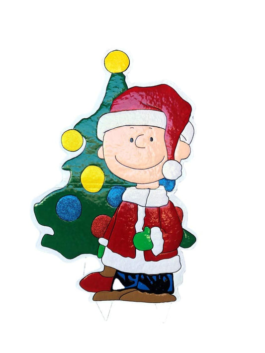 ProductWorks 42" Peanuts Metal Charlie Brown with Tree Christmas Decoration, Multicolor