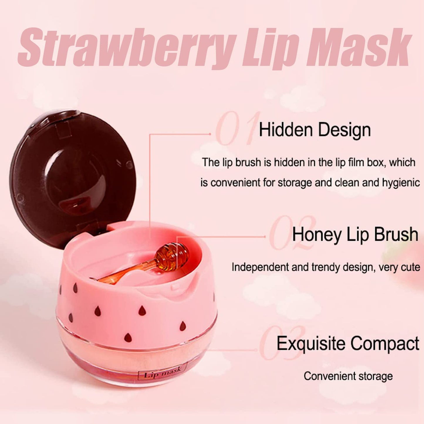 Strawberry Lip Sleeping Mask,Plumping Lip Hydrating Bee Lip Balm Honey Pot Propolis Moisturizing Lip Balm With Stick,Lip Exfoliating Bee Lip Balm Sleeping Lip Mask