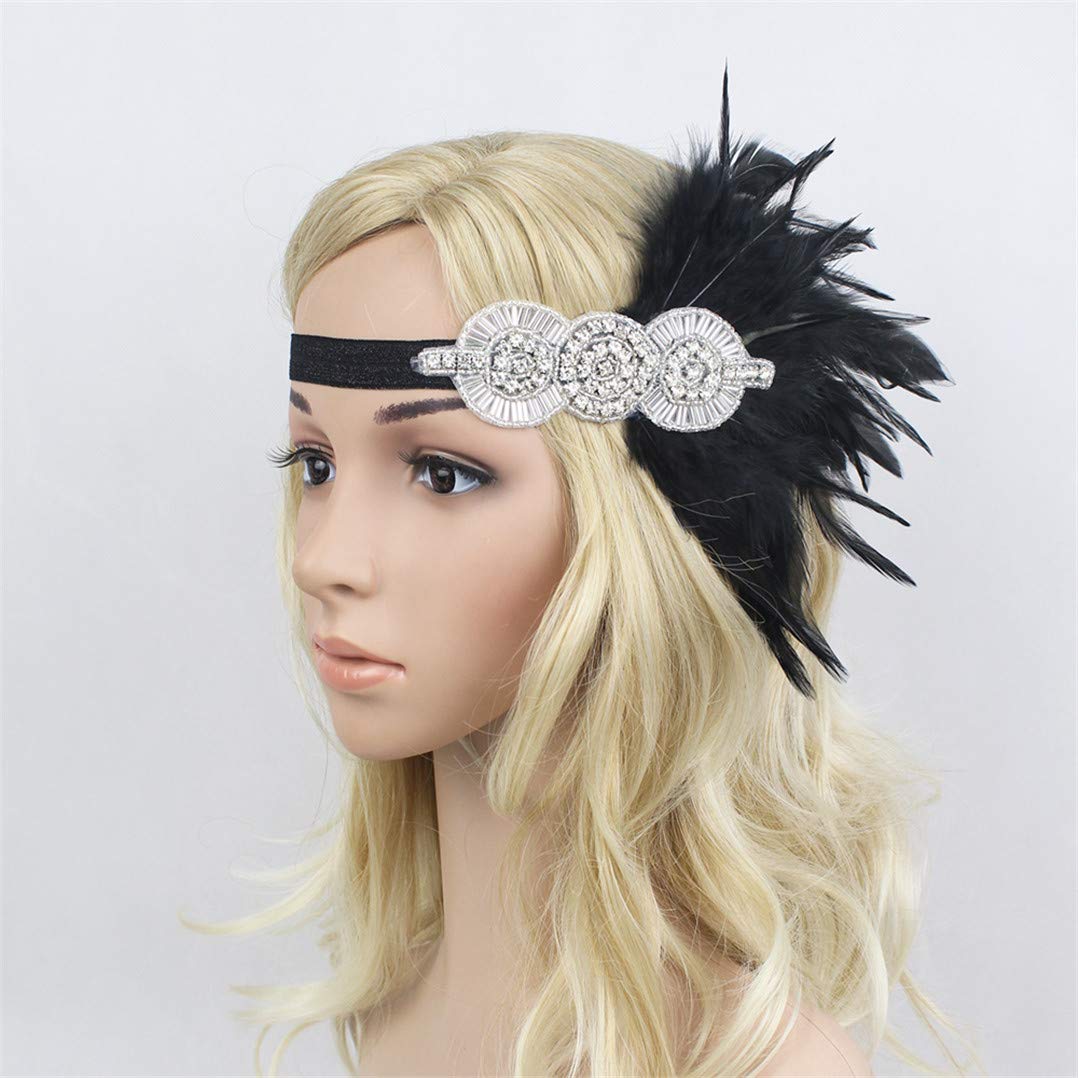 Women's 1920s Great Gatsby Headband Vintage Feather Flapper 20s Headpiece Vintage Multi White Party Hair Accessories