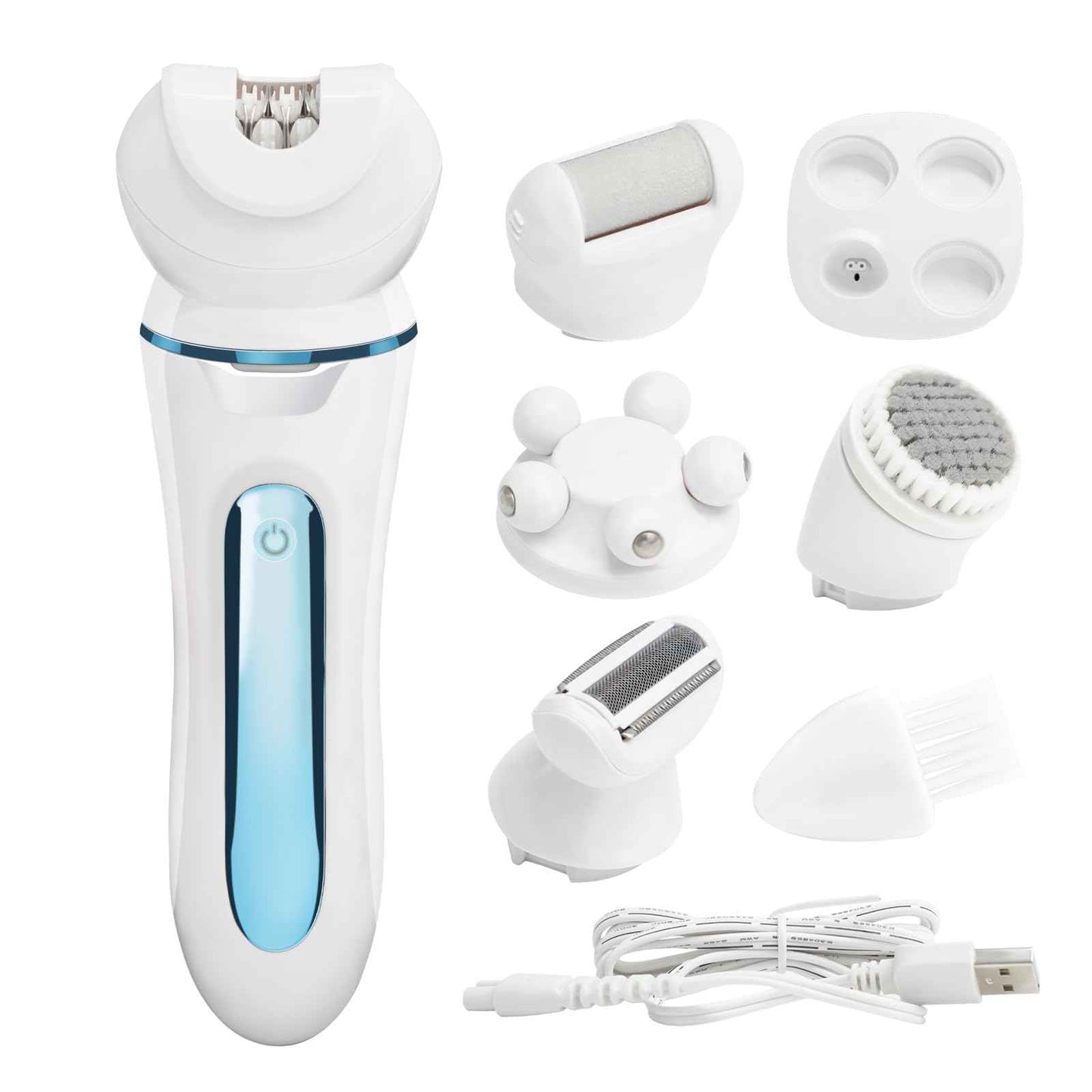 Electric Shaver - Razor - Trimmer for Women Grooming Kit: Women's 5-in-1 Hair Removal Device for Facial Hair Removal and Facial Cleansing & Foot Callus Remover