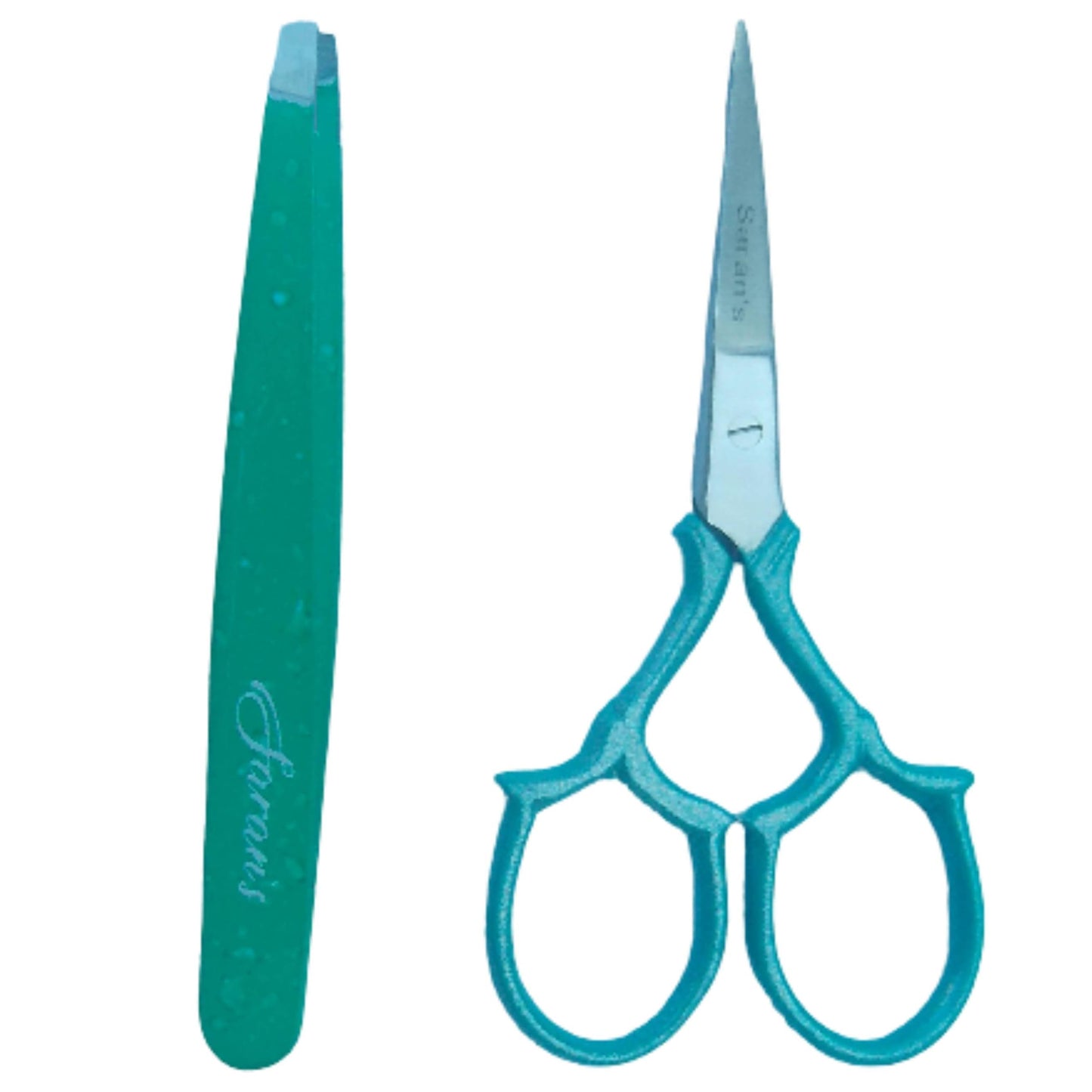 Professional 2 PCS Tweezers & Scissors set. German quality Stainless Steel ultra-precision. Tweezers with excellent tips remove hair easily, and Safety Scissors for facial hair and baby nails.