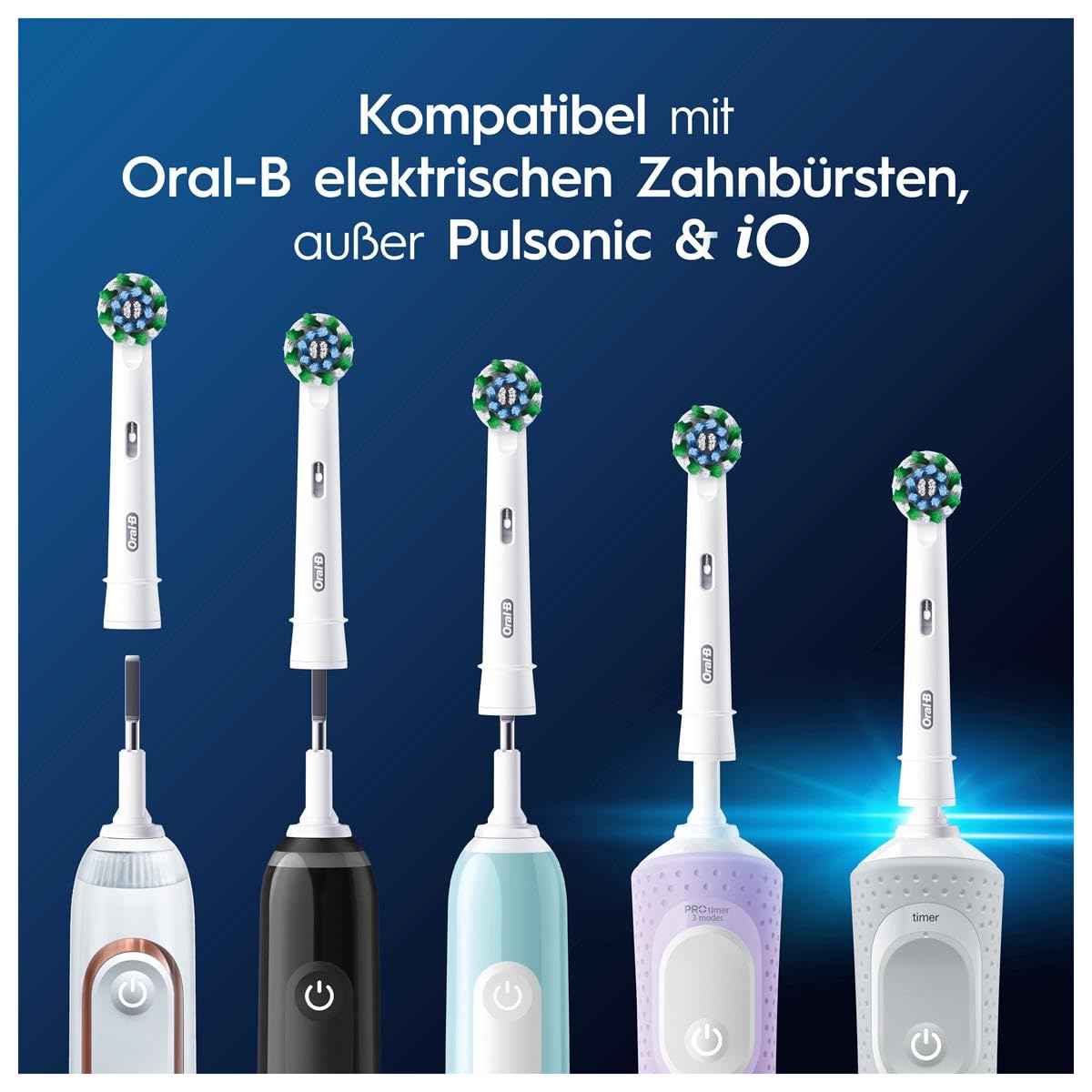 Oral-B Pro CrossAction Original Electric Toothbrush Heads - Superior Teeth Cleaning Replacement Brushes with Innovative X Bristles Toothbrush Attachment - White, Pack of 8
