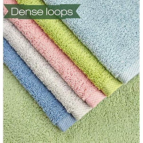 Cleanbear Cotton Hand Towels and Wash Cloths Set with Assorted Colors (6 Towels and 6 washcloths)
