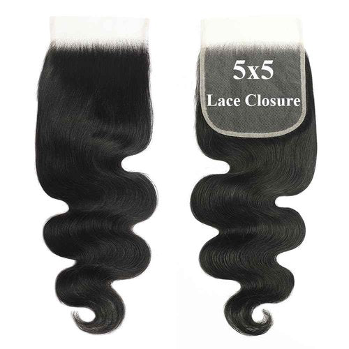 5x5 Closure Body Wave Transparent HD Lace Closure 12A Brazilian Virgin Human Hair Closure Free Part Pre Plucked with Baby Hair Natural Color 14 Inch