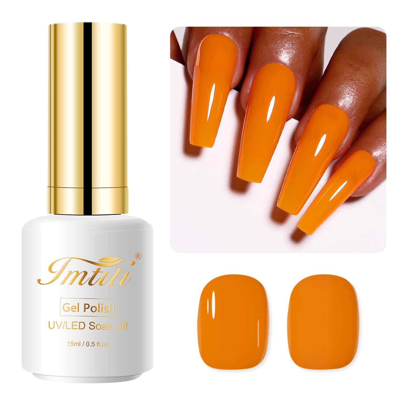 Imtiti Gel Nail Polish, 0.5 Fl Oz Pumkin Orange Gel Polish Soak Off LED U V Nail Gel Polish Fall Winter Gel Nail Polish DIY Nail Art Starter Manicure Salon Gel Nail Kit Women Girls