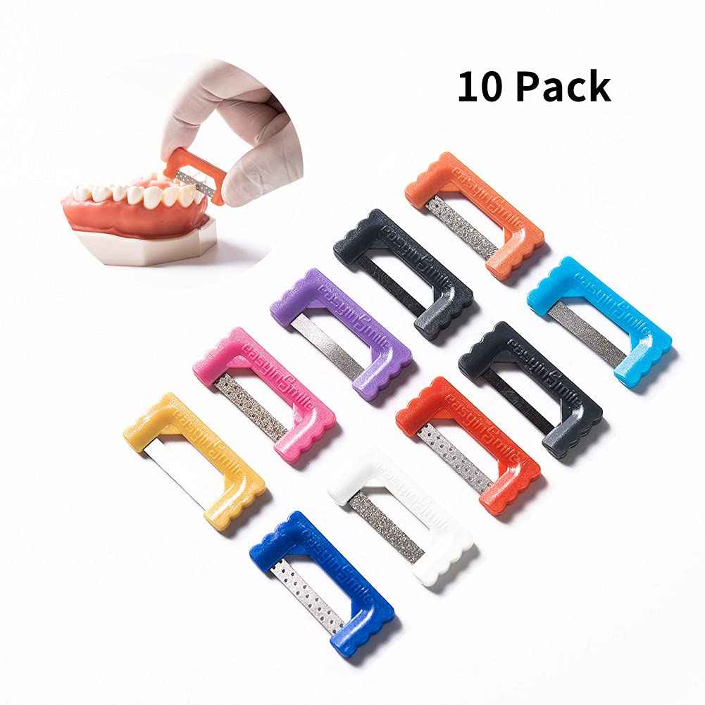 Easyinsmile Dental IPR Strip System 10PCS Orthodontic Interproximal Reduction Enamel Kits (B/Multi-Color)