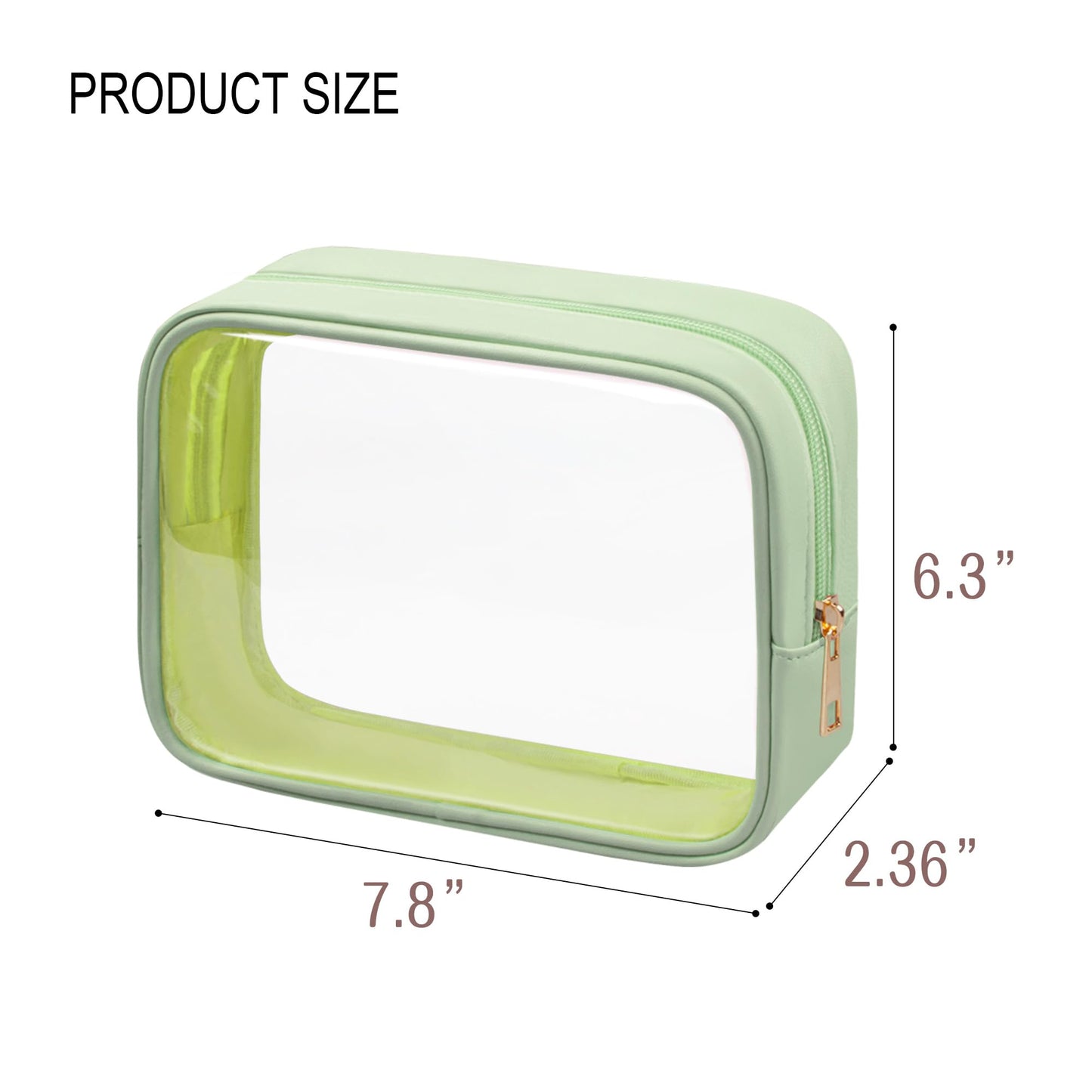 Ebbniur TSA Toiletry Bag Clear Makeup Bag Travel Essentials Cosmetic Bag for Men and Women Green 2Pcs