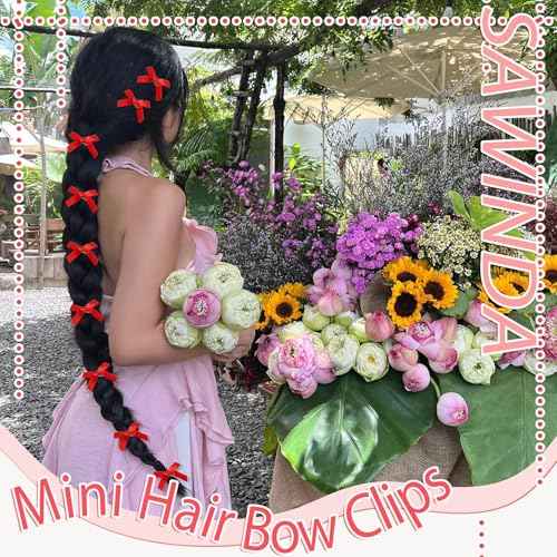 20PCS Red Mini Hair Bows Small Bow Hair Clips Cute Bowknot Silk Ribbons for Girls Christmas Sweet Bows for Hair Non Slip Hair Barrettes Bowknot Hair Clips Accessories for Women and Girls