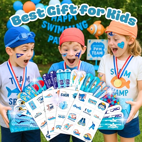 72-Pc Swimming Party Favor Set – Tattoos & Slap Bracelets