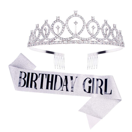 CIEHER Tiaras and Crowns,Birthday Sash for Women,Birthday Girl Sash & Rhinestone Tiara Set,Birthday Crown,Tiaras for Girls,Birthday Gifts,Birthday Decorations for Girls