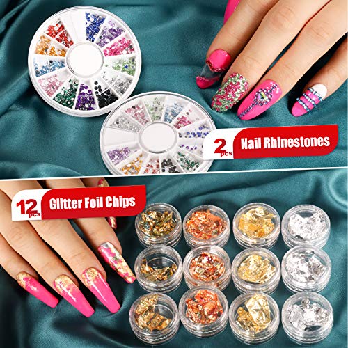 Teenitor Nail Art Kit with 15 Brushes, Dotting Tools & Rhinestones