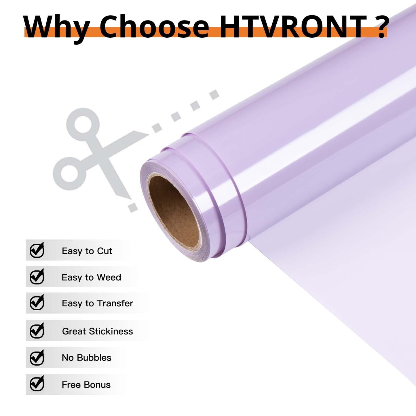 HTVRONT HTV Light Purple Heat Transfer Vinyl Rolls - 12" x 15ft Light Purple HTV Vinyl for Shirts, Light Purple Iron on Vinyl for All Cutter Machine - Easy to Cut & Weed for Heat Vinyl Design