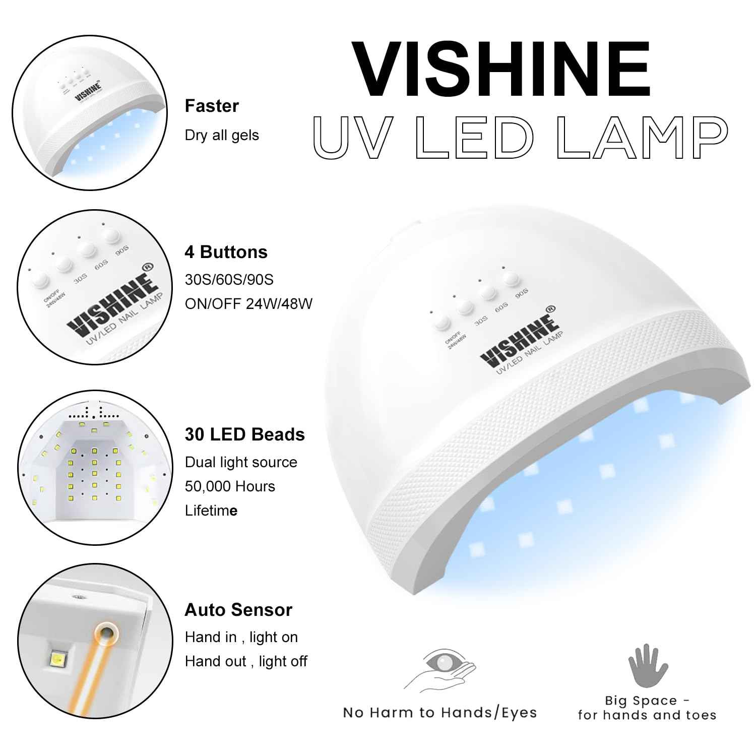 Vishine UV LED Nail Lamp Gel Nail Polish Kit, 36Pcs Jelly Translucent Natural Color Gel Base and Matte & Glossy Top Coat Soak Off DIY Art Manicure All-In-One Nail gel Kit