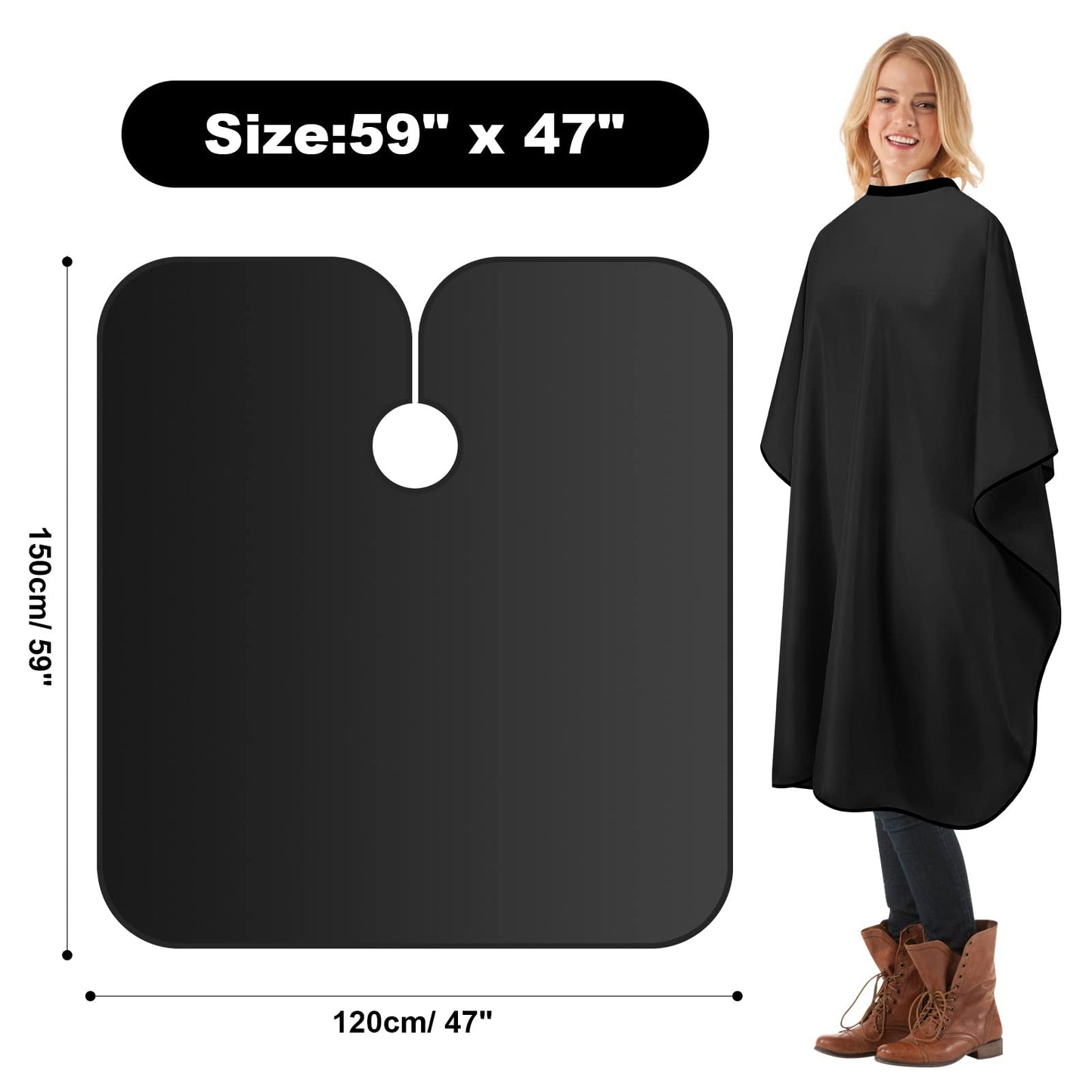 Hair Salon Capes Waterproof Haircut Unisex Black Cape Barber Hair Cutting Cape with Snap Closure Hair Capes for Hair Cutting,Coloring and Styling (51 * 59inch, 12)