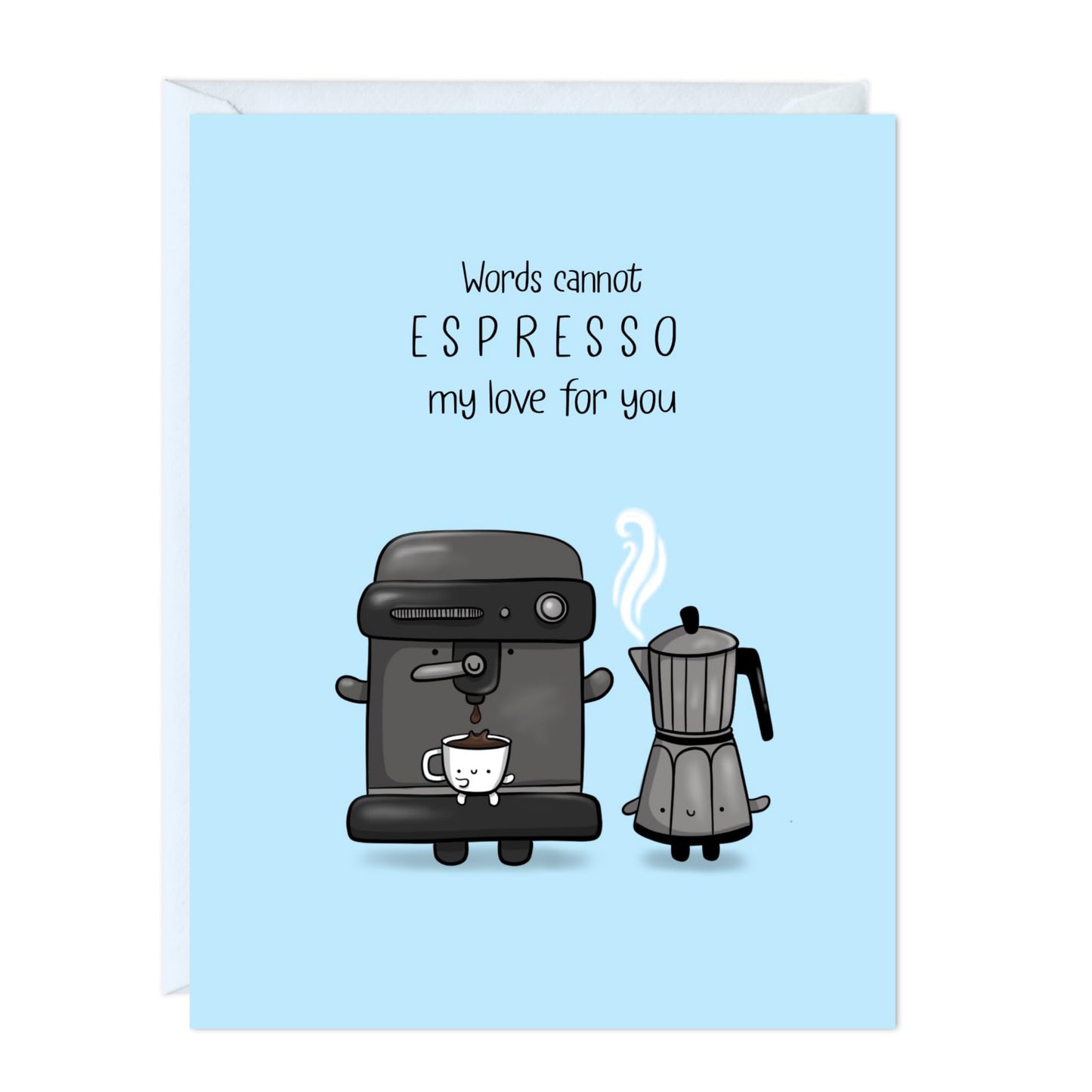 Esprsso Anniversary Birthday Card, Father's Day Card for Her Him/Funny for Boyfriend Girlfriend/Husband Wife/Handmade Greeting Card (Words cannot espresso my love)