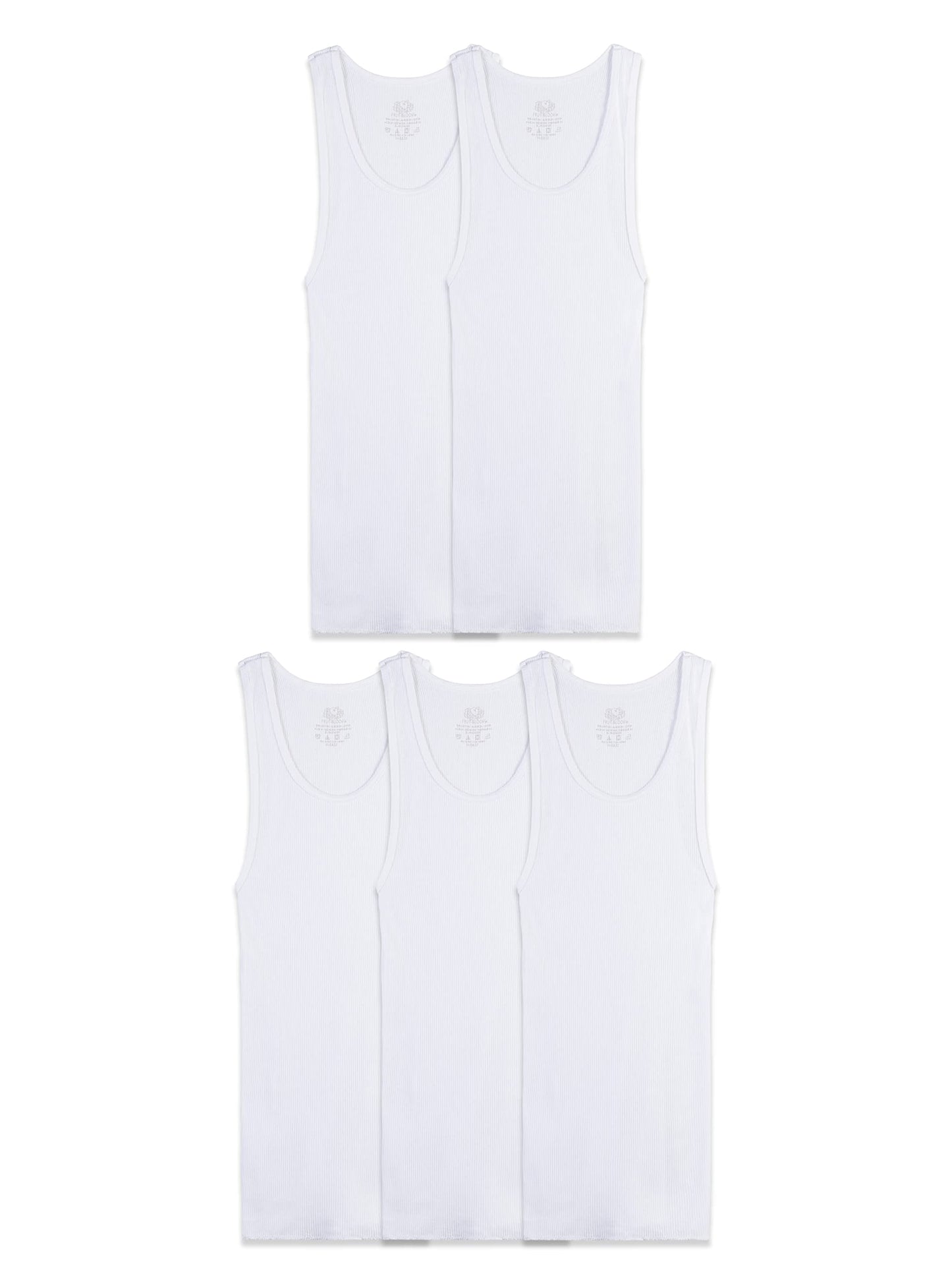 Fruit of the Loom boys Cotton Tank Top Undershirt (Multipack) Underwear, - 5 Pack White, X-Small US